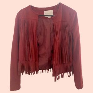 Faux Suede Jacket with Fringe